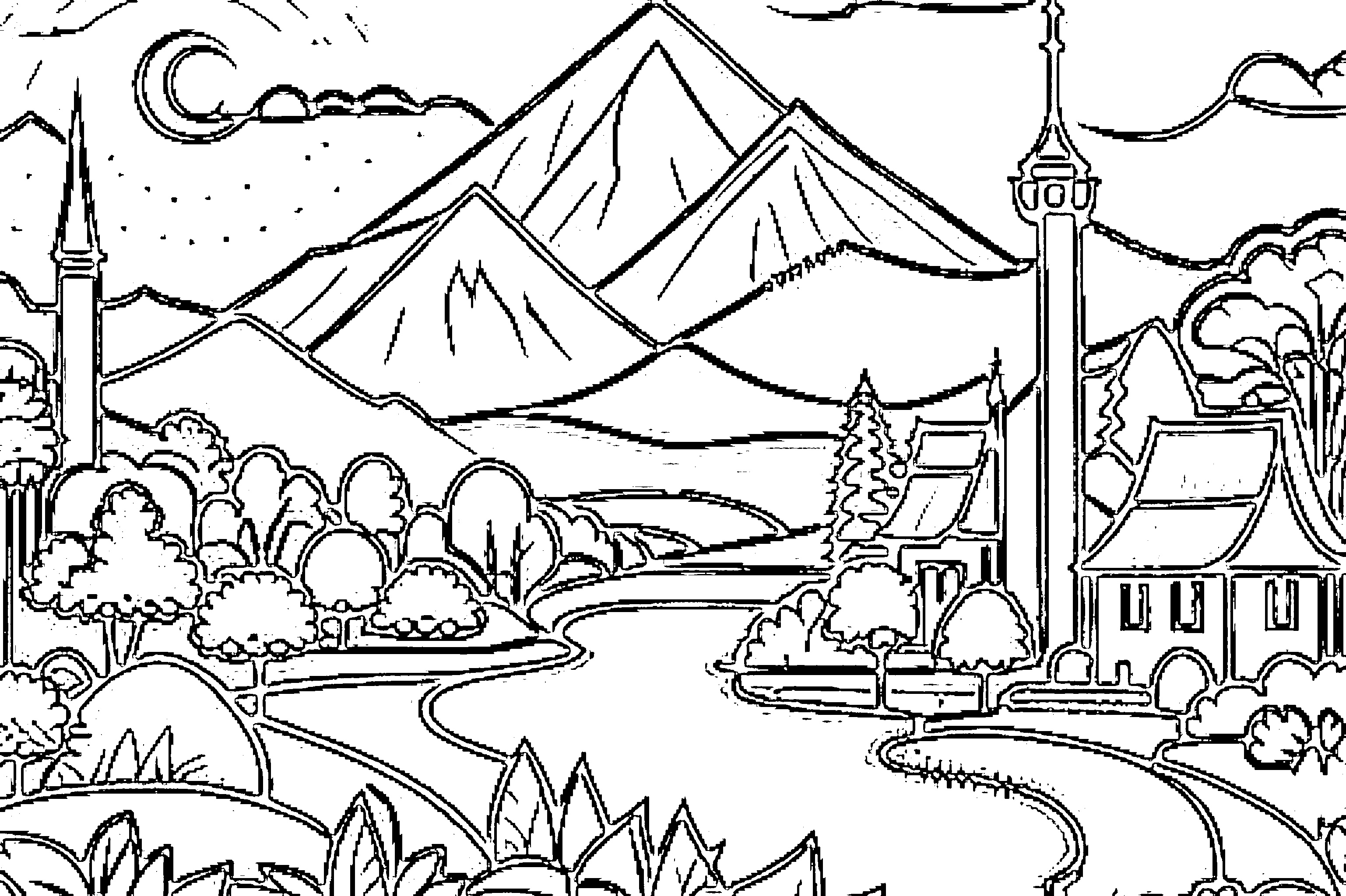 gambar pemandangan alam dan masjid